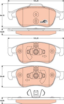Bromsbeläggsats, Framaxel Trw Cotec GDB1789 TRW