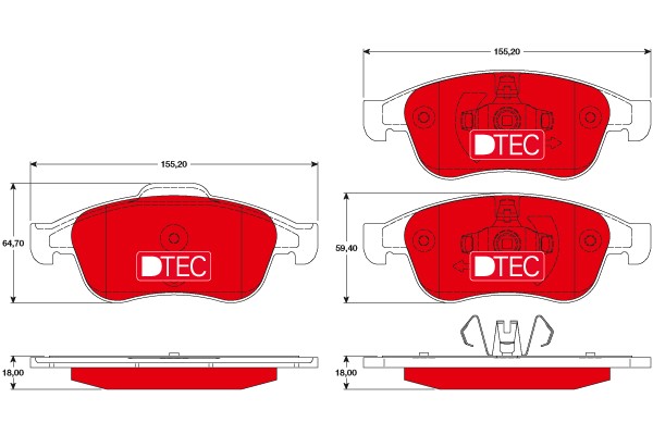 Bromsbeläggsats, Framaxel Trw Dtec cotec GDB1789DTE TRW