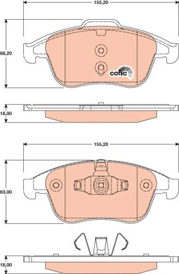 Bromsbeläggsats, Framaxel Trw Cotec GDB1790 TRW
