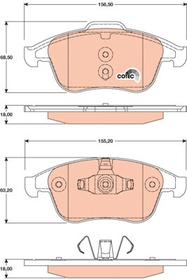 Bromsbeläggsats, Framaxel Trw Cotec GDB1808 TRW