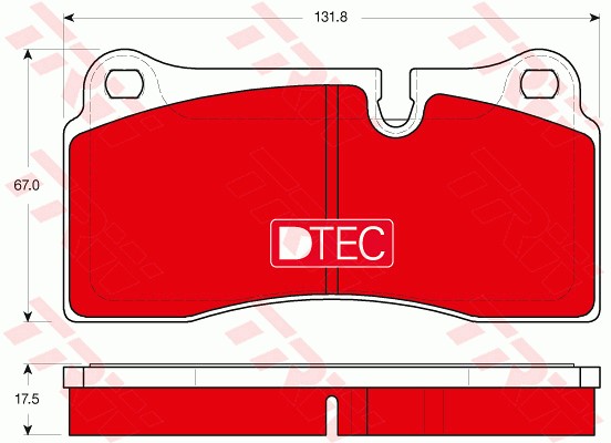 Bromsbeläggsats Ventilerad, Bakaxel Trw Dtec cotec GDB1816DTE TRW