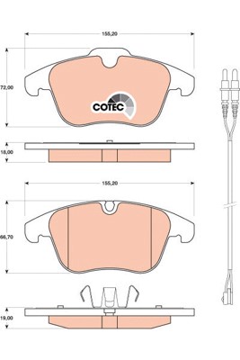 Bromsbeläggsats, Framaxel Trw Cotec GDB1818 TRW