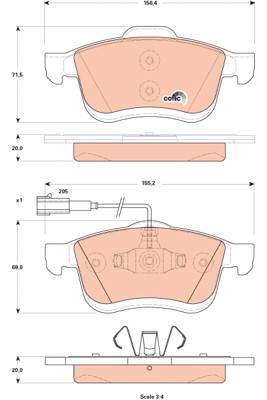 Bromsbeläggsats, Framaxel Trw Cotec GDB1865 TRW