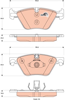 Bromsbeläggsats, Framaxel Trw Cotec GDB1882 TRW