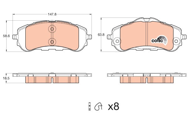 Bromsbeläggsats, Framaxel Trw Cotec GDB2044 TRW