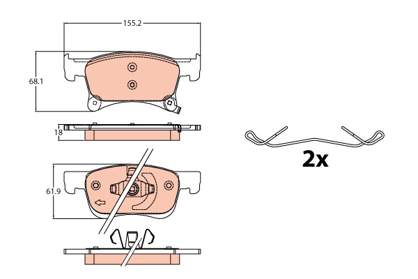 Bromsbeläggsats, Framaxel Trw GDB2091 TRW