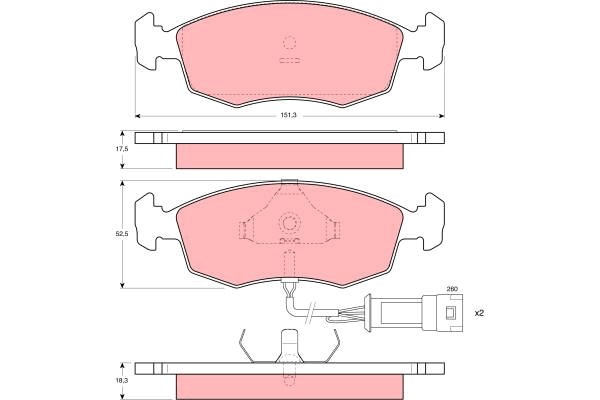 Bromsbeläggsats, Framaxel Trw GDB301 TRW