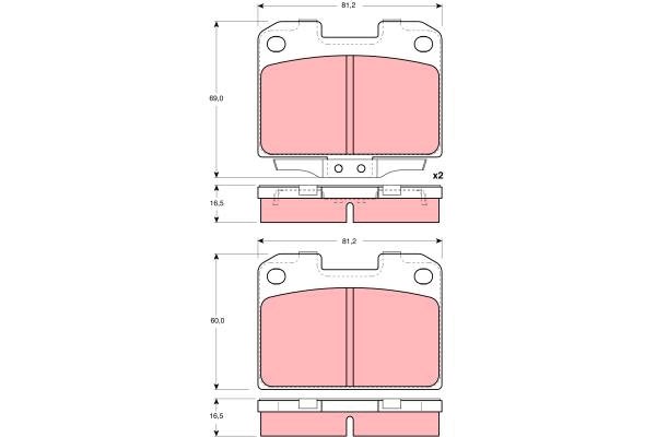 Bromsbeläggsats, Bakaxel, Framaxel Trw GDB3104 TRW