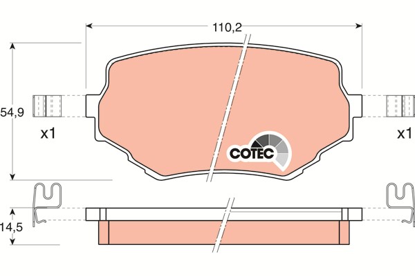 Bromsbeläggsats, Framaxel Trw Cotec GDB3132 TRW