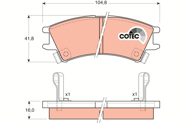 Bromsbeläggsats, Framaxel Trw Cotec GDB3165 TRW