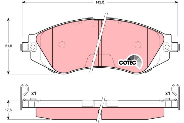 Bromsbeläggsats, Framaxel Trw Cotec GDB3171 TRW