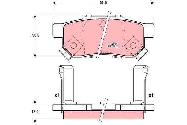 Bromsbeläggsats, Bakaxel Trw Cotec GDB3174 TRW