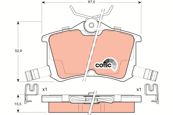 Bromsbeläggsats, Bakaxel Trw Cotec GDB3190 TRW