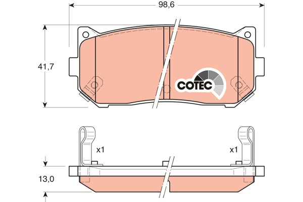 Bromsbeläggsats, Bakaxel Trw Cotec GDB3203 TRW