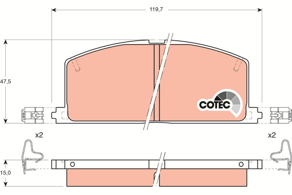 Bromsbeläggsats, Framaxel Trw Cotec GDB323 TRW