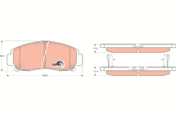 Bromsbeläggsats, Framaxel Trw Cotec GDB3268 TRW