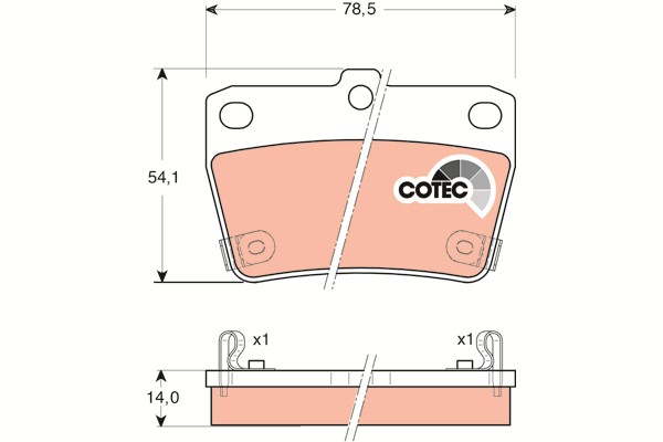Bromsbeläggsats, Bakaxel Trw Cotec GDB3279 TRW