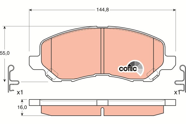 Bromsbeläggsats, Framaxel Trw Cotec GDB3287 TRW