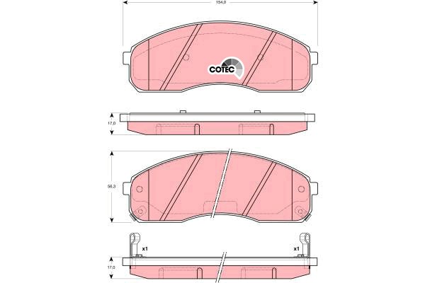 Bromsbeläggsats, Framaxel Trw Cotec GDB3301 TRW