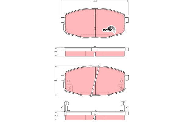 Bromsbeläggsats, Framaxel Trw Cotec GDB3342 TRW