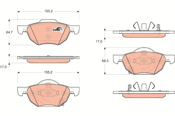Bromsbeläggsats, Framaxel Trw Cotec GDB3355 TRW
