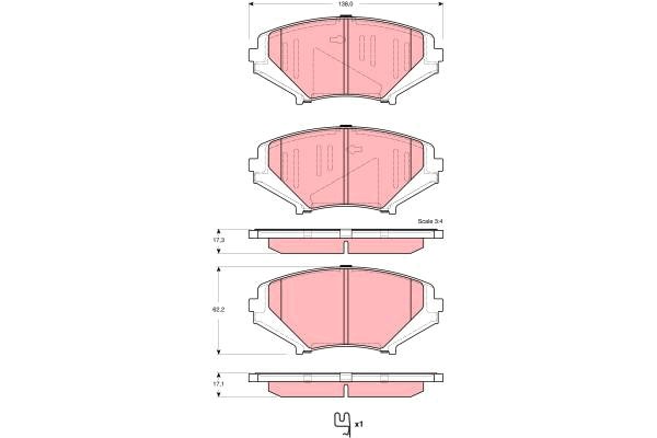 Bromsbeläggsats, Framaxel Trw GDB3356 TRW