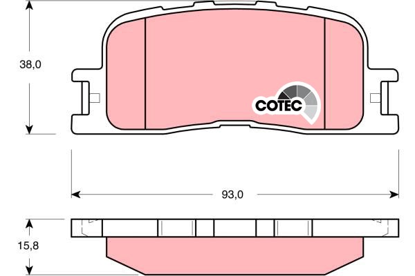 Bromsbeläggsats, Bakaxel Trw Cotec GDB3374 TRW Bromsbeläggsats, Bakaxel Trw Cotec GDB3374 TRW