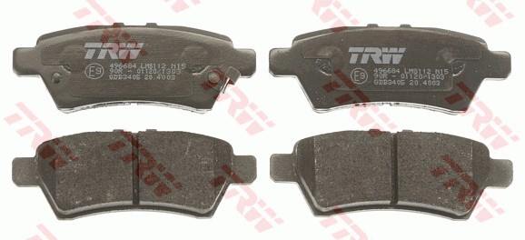 Bromsbeläggsats, Bakaxel Trw Cotec GDB3405 TRW