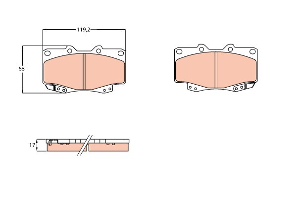 Bromsbeläggsats, Framaxel Trw Cotec GDB3428 TRW
