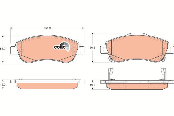 Bromsbeläggsats, Framaxel Trw Cotec GDB3445 TRW