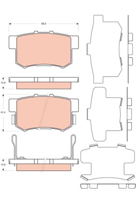 Bromsbeläggsats, Bakaxel Trw GDB3447 TRW