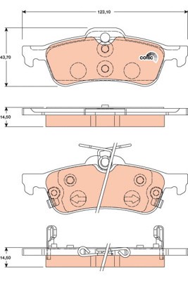 Bromsbeläggsats, Bakaxel Trw Cotec GDB3458 TRW