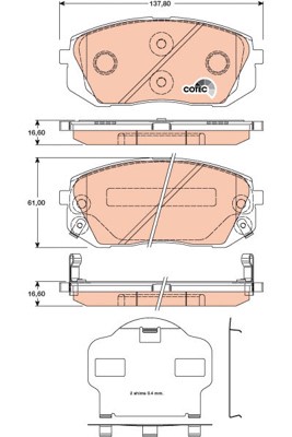Bromsbeläggsats, Framaxel Trw Cotec GDB3461 TRW