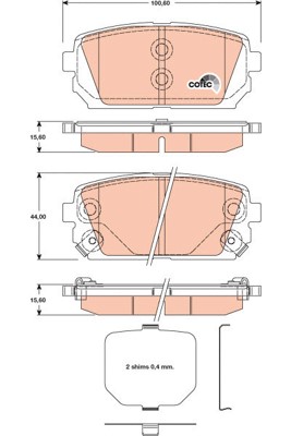 Bromsbeläggsats, Bakaxel Trw Cotec GDB3462 TRW