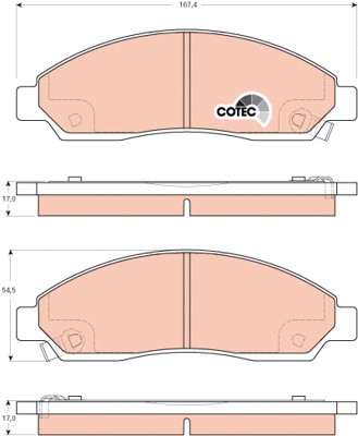 Bromsbeläggsats, Framaxel, Bakaxel Trw Cotec GDB3466 TRW