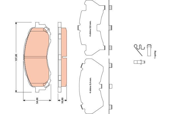 Bromsbeläggsats, Framaxel Trw GDB3469 TRW