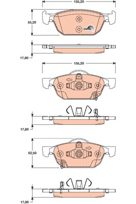 Bromsbeläggsats, Framaxel Trw Cotec GDB3476 TRW