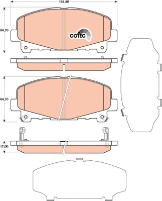 Bromsbeläggsats, Framaxel Trw Cotec GDB3477 TRW