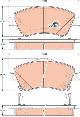 Bromsbeläggsats, Framaxel Trw Cotec GDB3481 TRW