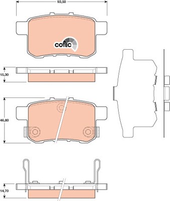 Bromsbeläggsats, Bakaxel Trw Cotec GDB3482 TRW
