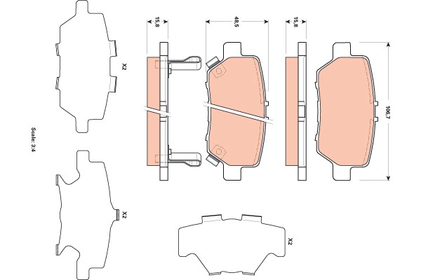 Bromsbeläggsats, Bakaxel Trw GDB3512 TRW