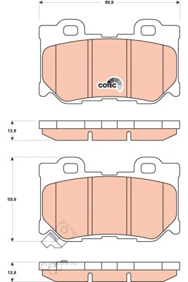 Bromsbeläggsats, Bakaxel Trw Cotec GDB3515 TRW