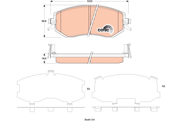 Bromsbeläggsats, Framaxel Trw Cotec GDB3519 TRW