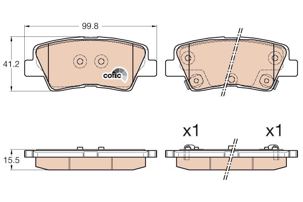 Bromsbeläggsats, Bakaxel, Framaxel Trw Cotec GDB3537 TRW