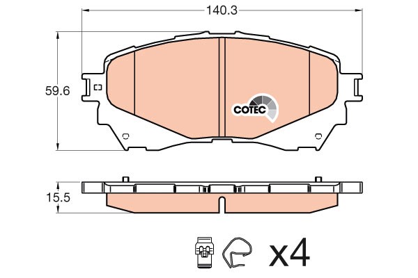 Bromsbeläggsats, Framaxel Trw Cotec GDB3580 TRW