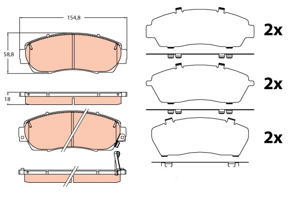 Bromsbeläggsats, Framaxel Trw GDB3581 TRW