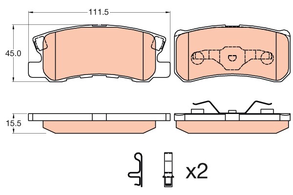 Bromsbeläggsats, Bakaxel Trw GDB3595 TRW