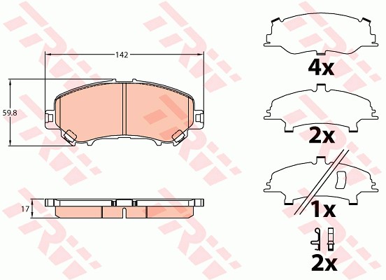 Bromsbeläggsats, Framaxel Trw GDB3648 TRW