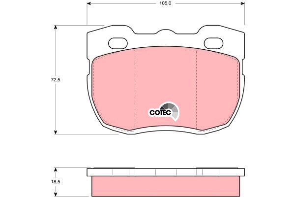 Bromsbeläggsats Ventilerad, Framaxel Trw Cotec GDB394 TRW