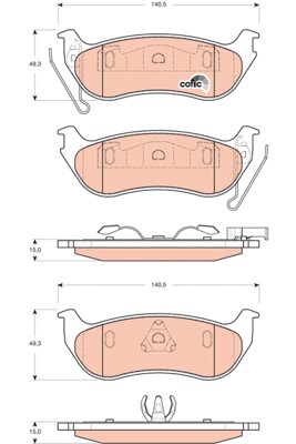 Bromsbeläggsats, Bakaxel Trw Cotec GDB4139 TRW